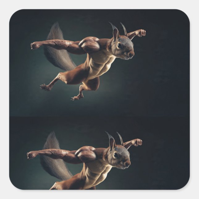 Tiny Titan – Minimal Surreal Squirrel Sticker (Front)