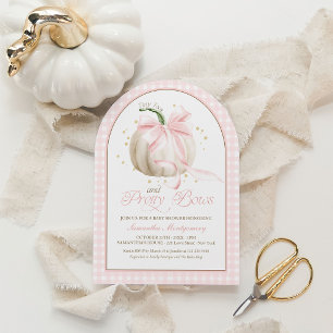 Tiny Toes And Pretty Bows Pumpkin Pink Baby Shower Invitation