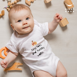 Tiny Toes and Turkey Woes Funny Thanksgiving  Baby Bodysuit