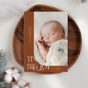 Tiny Toes Big Joy Terracotta Photo Birth Announcement
