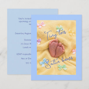 Tiny Toes Satin Bows Baby Shower Invitation