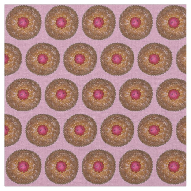 Tiny Tortes Raspberry Linzer Torte Cookies Fabric (Close Up)