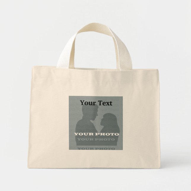 Tiny Tote Bag Natural Your Photo & Text Template (Front)