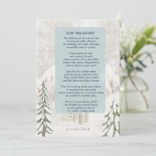 Tiny Treasures w/ snowy winter cabin Thank You Card