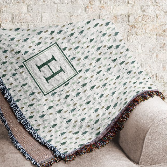 Tiny Trees | Monogrammed Holiday Throw Blanket (Creator Uploaded)
