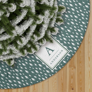 Tiny Trees Monogrammed Spruce Green Brushed Polyester Tree Skirt