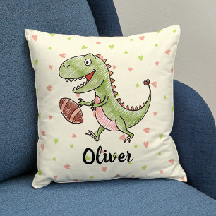 Tiny Trex Playing Football Personalised Cushion