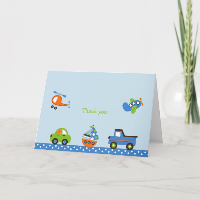 Tiny Trips Transportation Thank You Note Cards (Front)