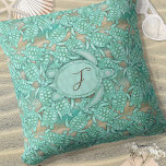 Tiny Turtles Sea and Sand Monogram ID696 Cushion<br><div class="desc">Hundreds of tiny baby turtles clamour over each other in this adorable throw pillow pattern in shades of turquoise blue,  sea and sand. Search ID696 to see other color options and products with this design.</div>