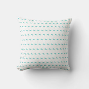 tiny turtles teal /aqua on white cushion