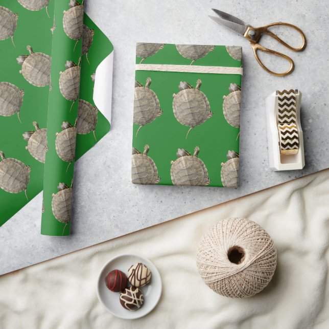 Tiny Turtles Tortoises Animal Photography Pattern Wrapping Paper (Crafts)