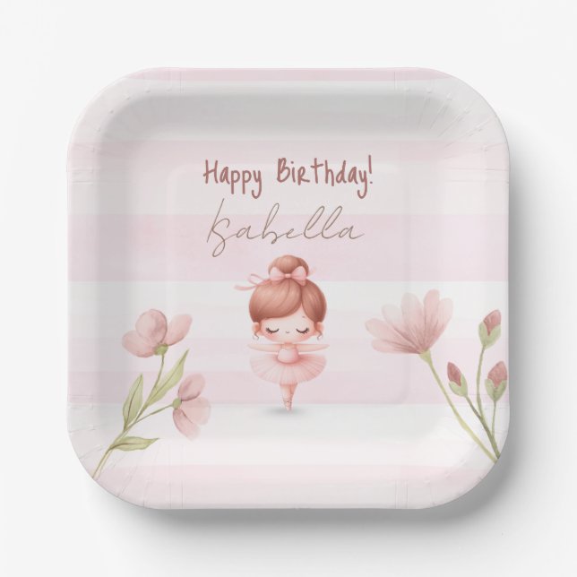 Tiny Twirls – Ballerina  Paper Plate (Front)