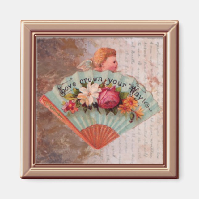 Tiny Victorian Ladies' Fan Print Magnet (Front)