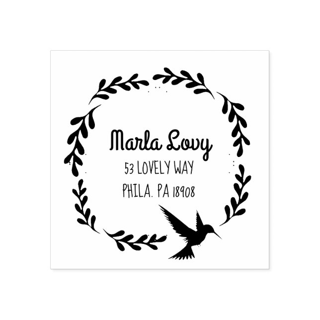 TINY VINES HUMMINGBIRD Return Address Stamp (Imprint)