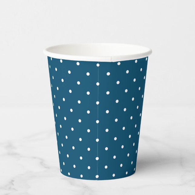 Tiny White Dots on Blue Paper Cups (Right)
