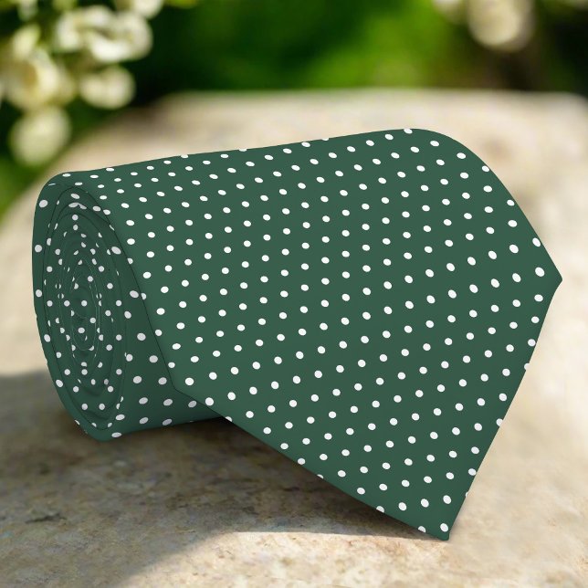 Tiny White Dots On Green Background Modern Style Tie (Creator Uploaded)