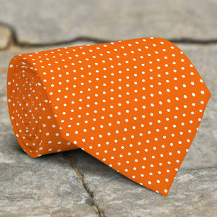 Tiny White Dots On Orange Background Modern Style Tie