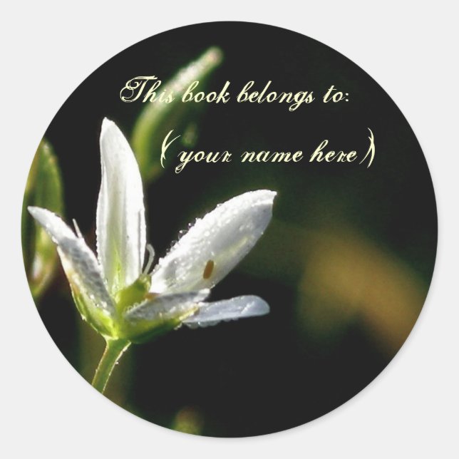 Tiny white flower classic round sticker (Front)
