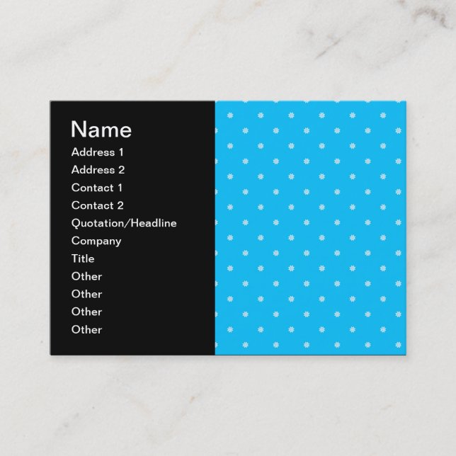 Tiny White Flowers over Bright Blue Business Card (Front)