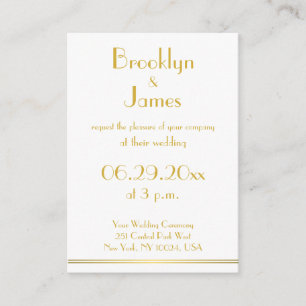 Tiny White Golden Great Gatsby Wedding Invitations