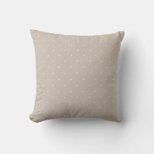 Tiny White Polka Dots On Cool Beige Greige Cushion