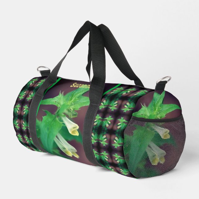 Tiny White Wildflower Personalised Duffle Bag (Right Corner)
