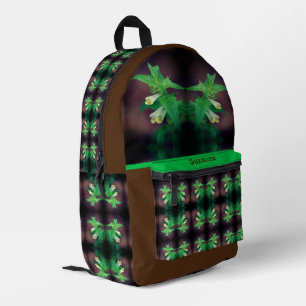 Tiny White Wildflower Personalised Printed Backpack