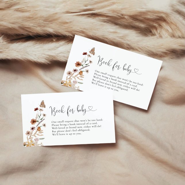 Tiny Wildflower Baby Shower Books For Baby Enclosure Card (Creator Uploaded)