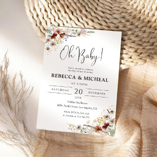 Tiny Wildflower Baby Shower Invitation