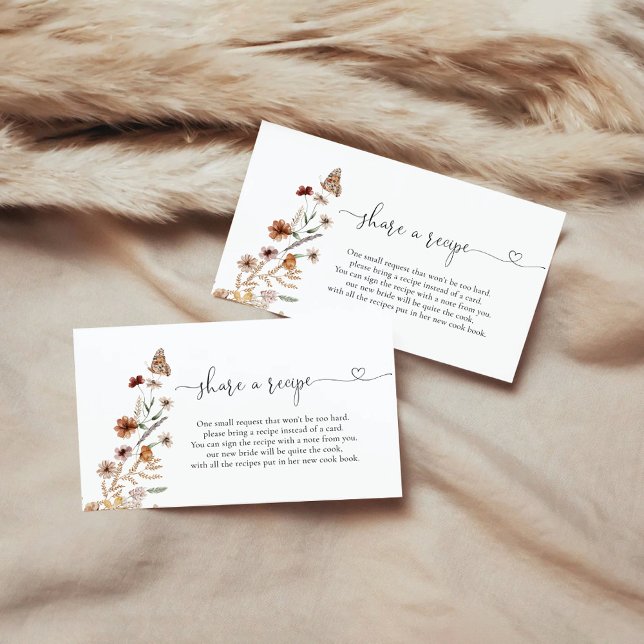 Tiny Wildflower Bridal Shower Recipe Request  Enclosure Card (Creator Uploaded)