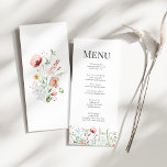 Tiny Wildflower Meadow Wedding Menu Card<br><div class="desc">Add a touch of natural beauty to your wedding reception with the Tiny Wildflower Meadow Wedding Menu Card from our Wildflower Meadow Wedding Collection. Featuring a vibrant array of wildflowers arranged in a charming meadow-like fashion, this menu card captures the essence of the great outdoors and evokes a sense of...</div>
