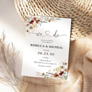 Tiny Wildflower Wedding Ceremony Invitation