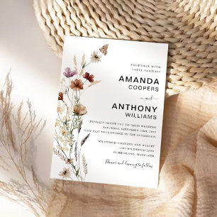 Tiny Wildflower Wedding Ceremony Invitation