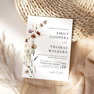 Tiny Wildflower Wedding Ceremony Invitation