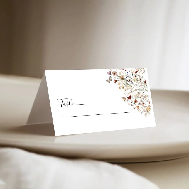 Tiny Wildflower Wedding Folded Place Cards (Creator Uploaded)