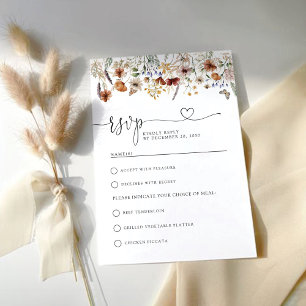 Tiny Wildflower Wedding RSVP Card