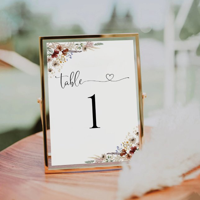 Tiny Wildflower Wedding Table Number (Creator Uploaded)