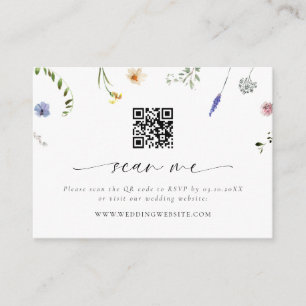Tiny Wildflowers Wedding QR Code RSVP Enclosure Card