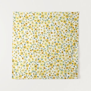 Tiny Yellow Flowers: Watercolor Seamless. Tapestry