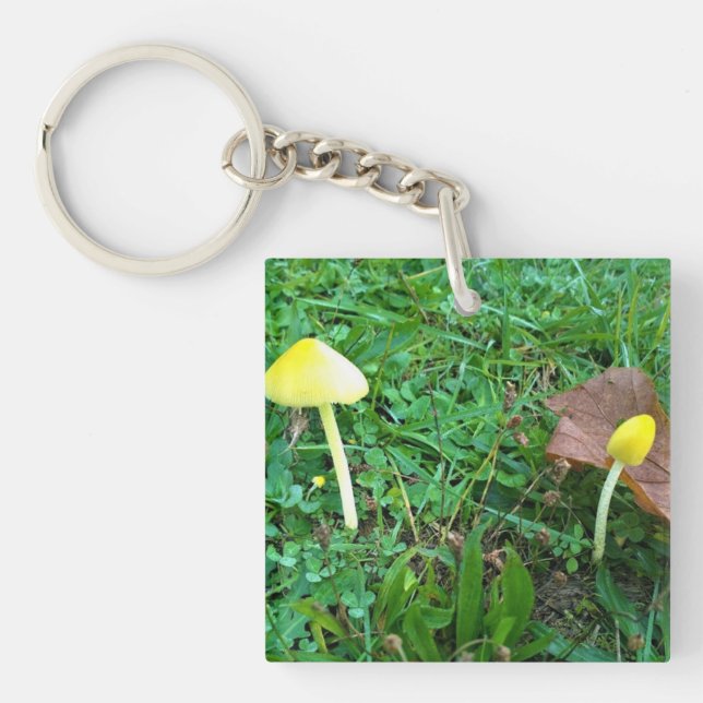 Tiny Yellow Mushrooms Key Ring (Front)