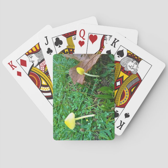 Tiny Yellow Mushrooms Playing Cards (Back)