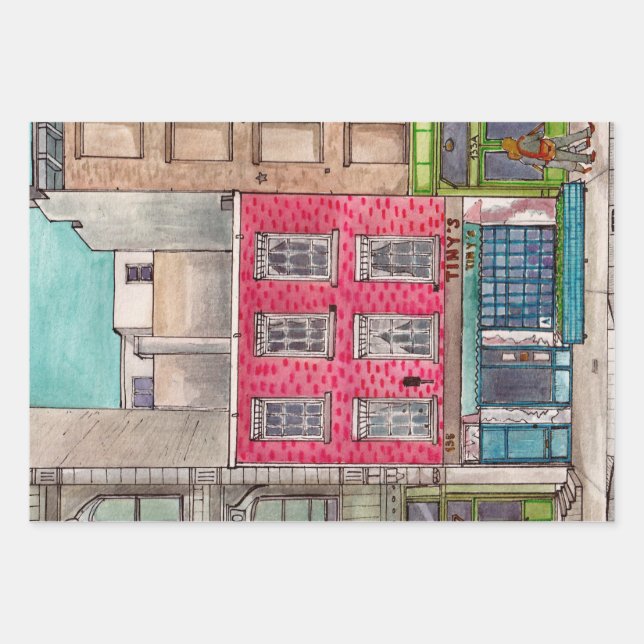 Tiny's 135 &The Bar Upstairs Tribeca Manhattan NYC Wrapping Paper Sheet (Front)