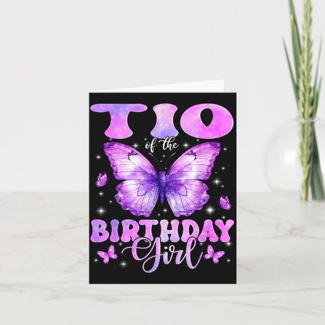 Tio Of The Birthday Girl Butterfly Funny Family  Card (Front)