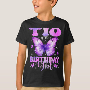 Tio Of The Birthday Girl Butterfly Funny Family T-Shirt