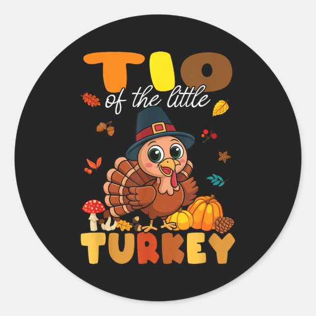 Tio Of The Little Turkey Thanksgiving Baby Shower  Classic Round Sticker (Front)