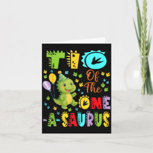 Tio Of The One-A-Saurus 1st Birthday Boy Dinosaur Card