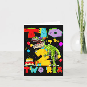 Tio of the two rex 2nd birthday boy dinosaur t-rex card