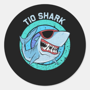 Tio Shark Wearing Sunglasses Ocean Spanish Uncle V Classic Round Sticker