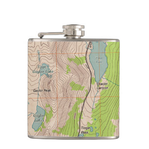 Tioga Pass, California Topographic Map Hip Flask