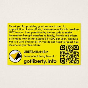 Tip and Gift like a Libertarian Business Card